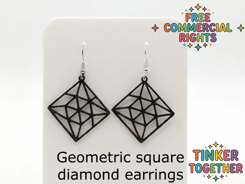 Geometric square diamond earrings