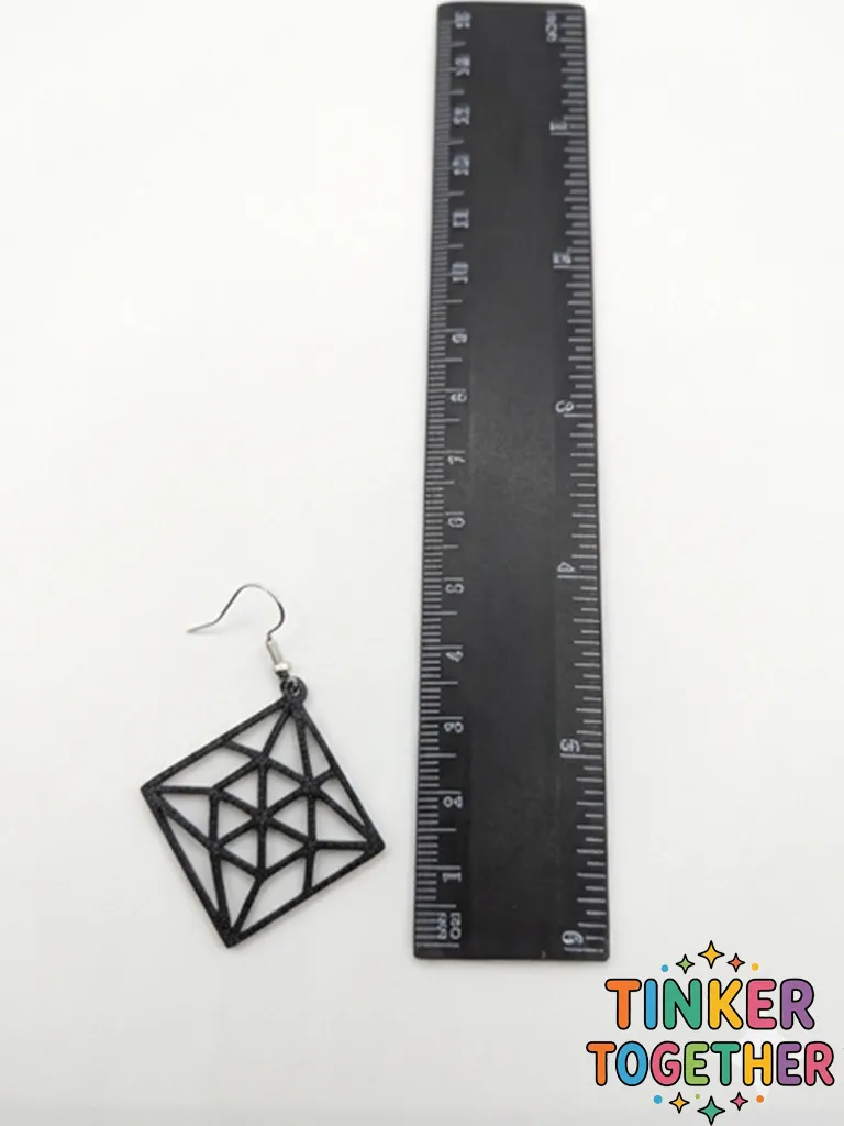 Geometric square diamond earrings view 2