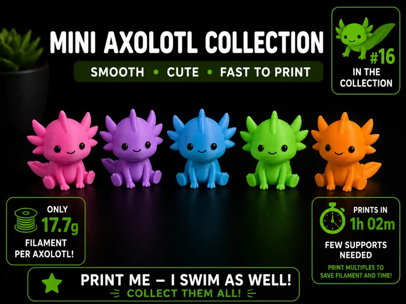 Mini Axolotl – Print-Perfect Amphibian Friend Fast