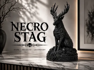 Necro Stag – Skull Antlers (Easy Print Sculpture)