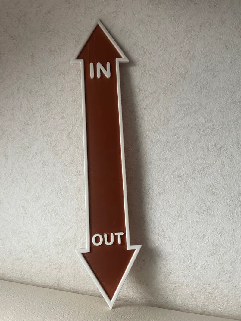 arrow with in and out sign