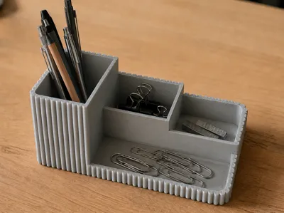 Pen holder, office supplies. 