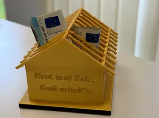 Rohbau - Haus (mit Spruch) für ein Geldgeschenk