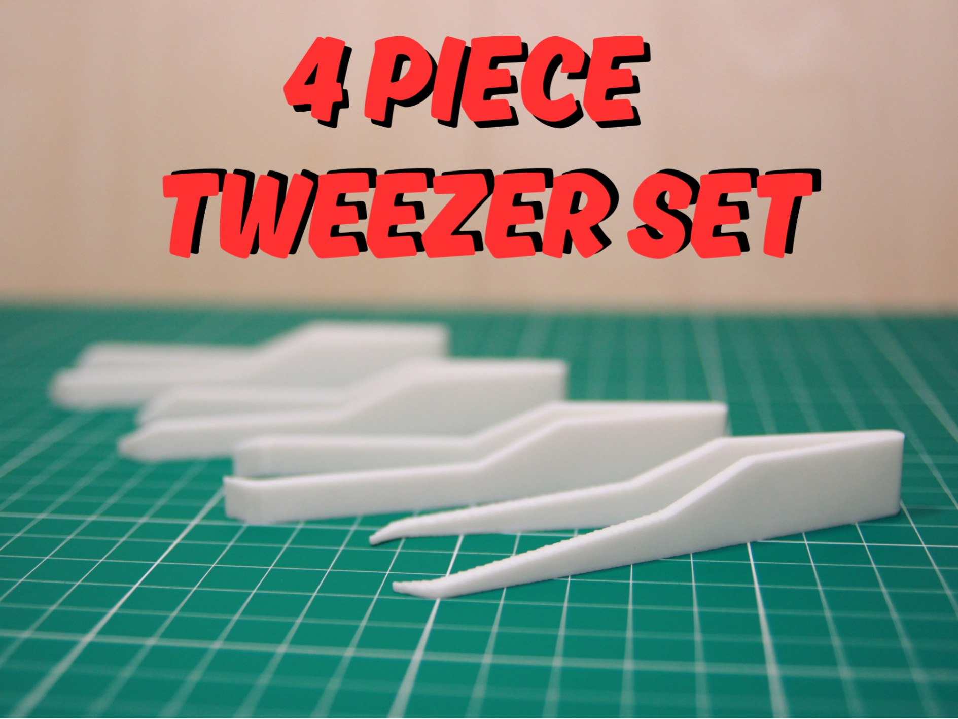 4 Piece Precision Tweezer Set - Under 1 Hour Print
