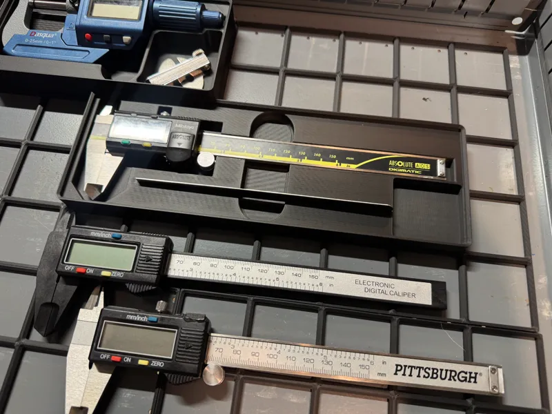 Gridfinity Caliper and Pocket Ruler Tray
