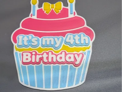 4th Birthday Cupcake Medallion & Chain