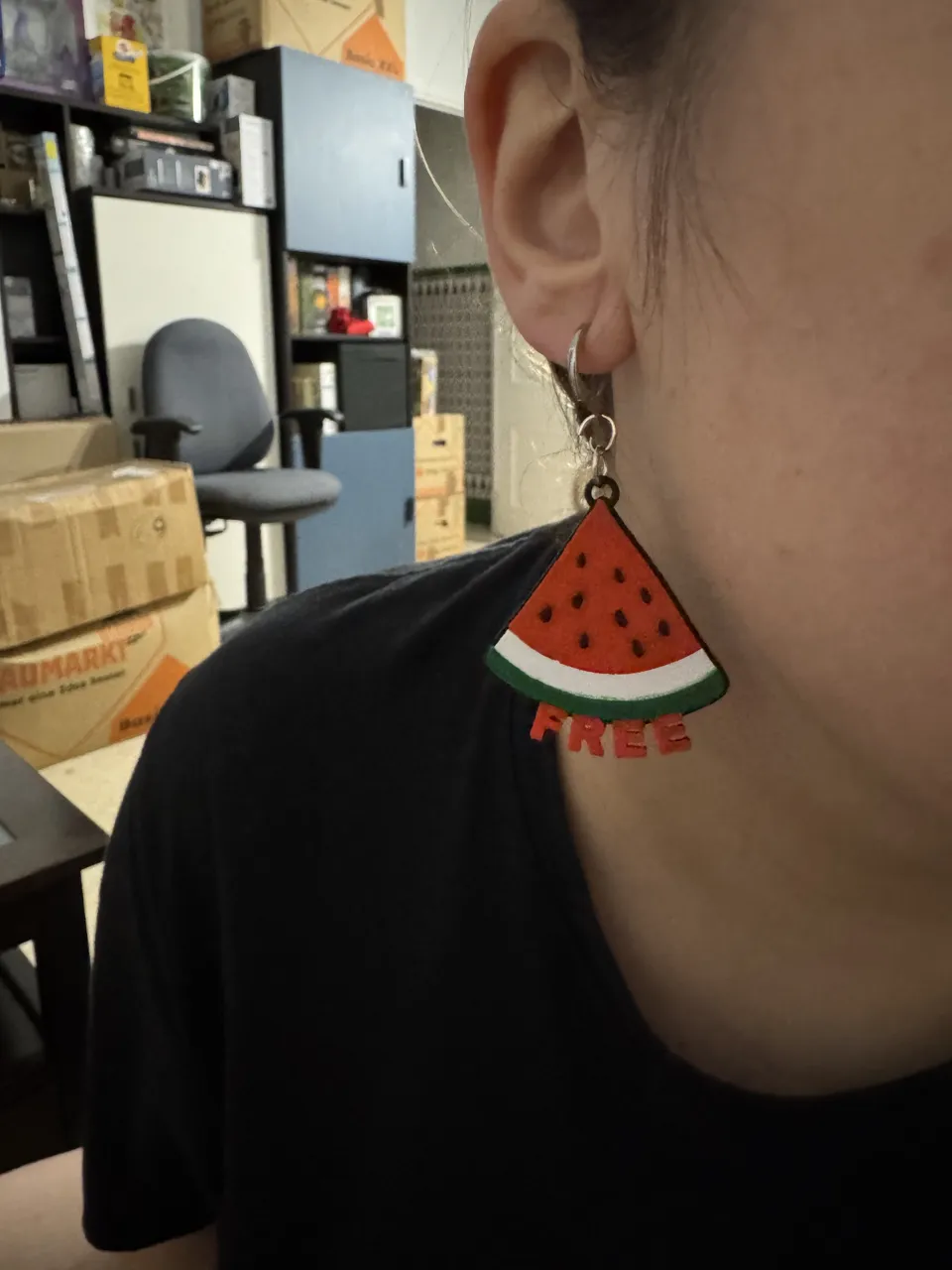 Watermelon earrings view 2