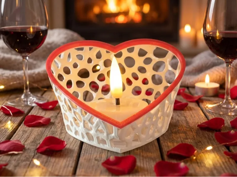 Romantic Voronoi Heart – LED Tea Light Holder 