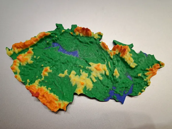 Carte en relief de la République tchèque