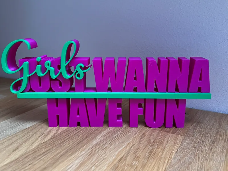 Girls Just Wanna Have Fun Schriftzug