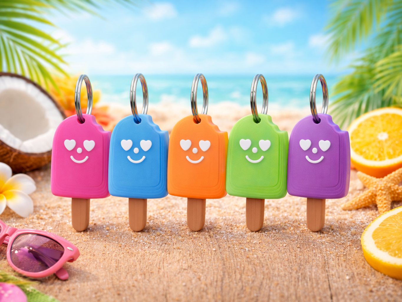Cute Ice Cream Keychain – 3-farbiger mit Herzaugen