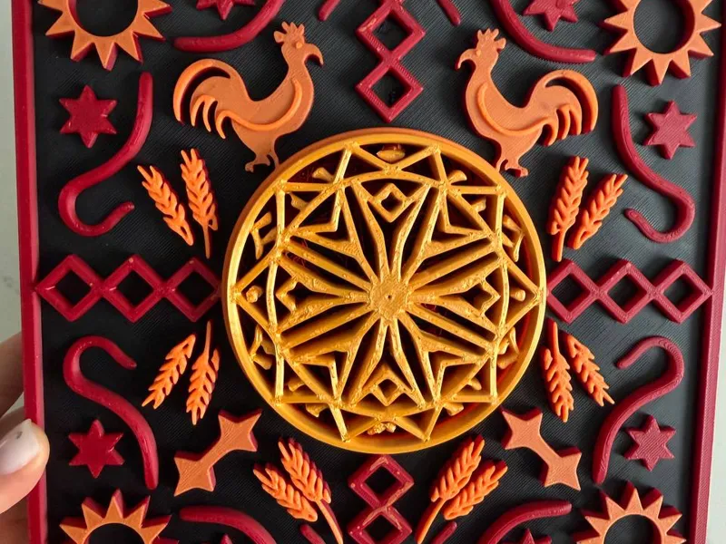 Ornament Roosters Wall Panel | 3D Printed Decor