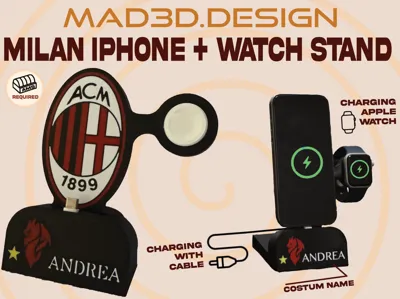 Milan iPhone + watch + editable name stand