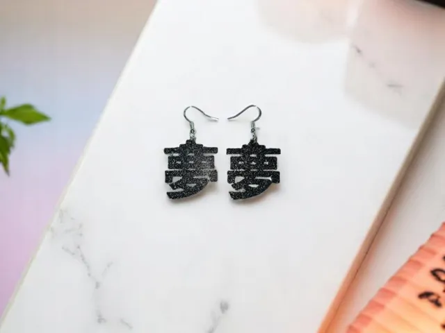 Kanji dream earrings