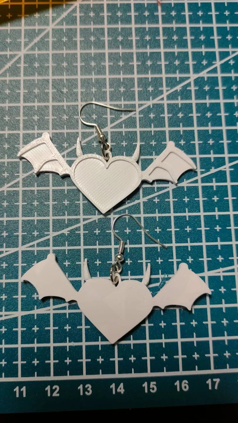 Valentines Day Heart winged Earrings | Quick print view 2