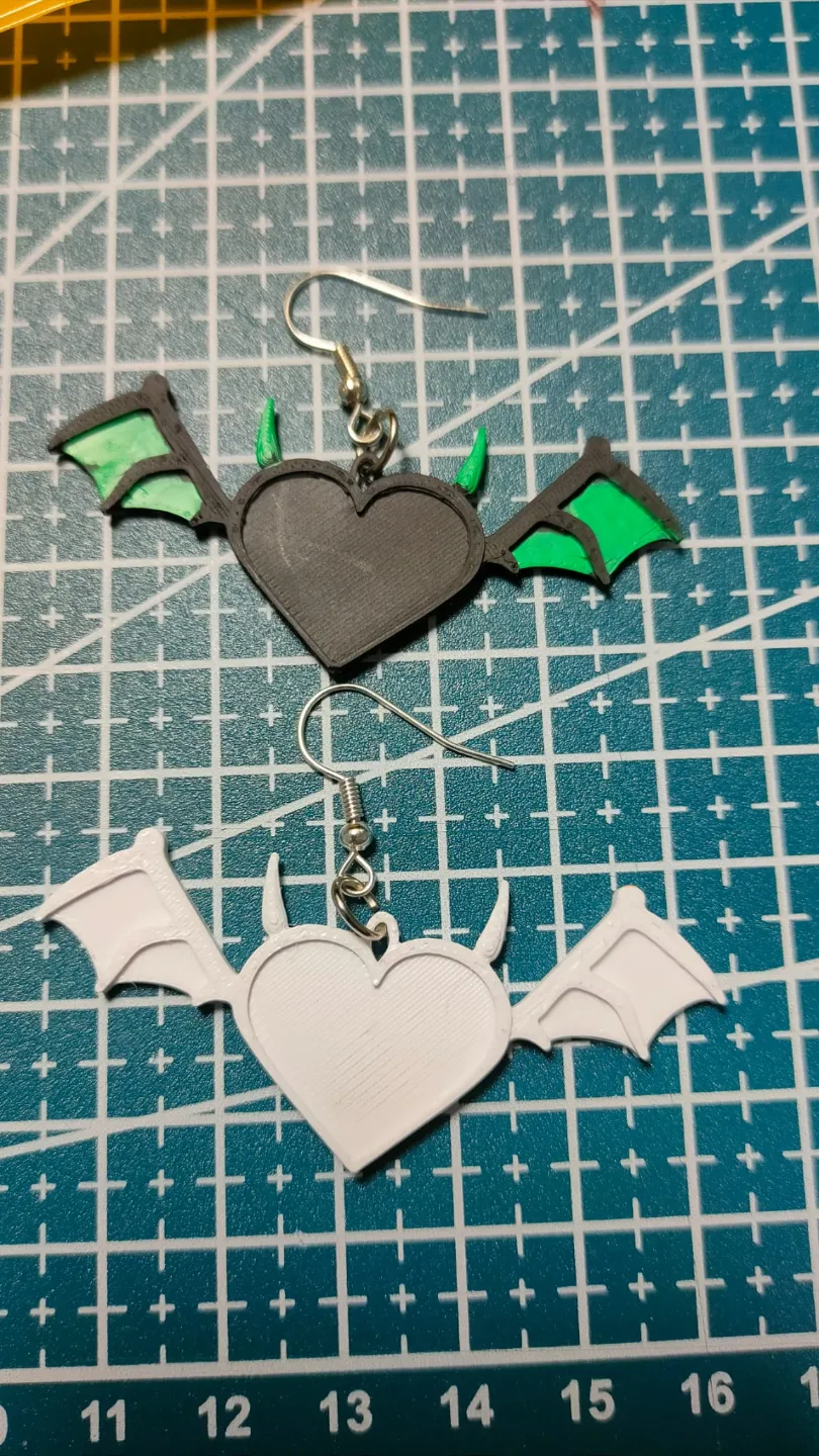 Valentines Day Heart winged Earrings | Quick print view 4