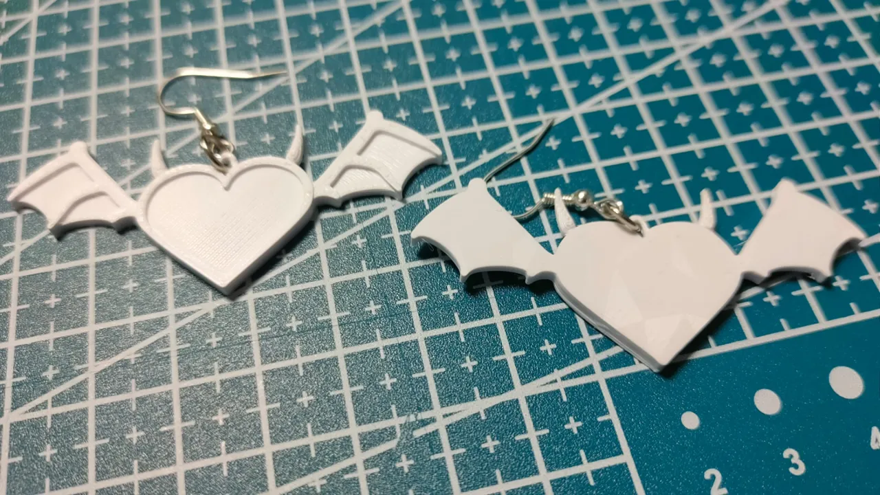 Valentines Day Heart winged Earrings | Quick print view 3