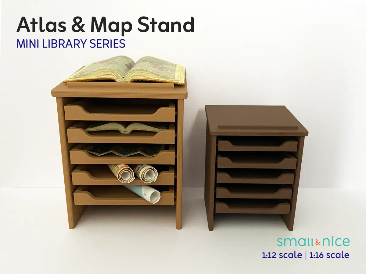 Atlas Stand with Drawers - Mini Library - Free 3D Print Model - MakerWorld