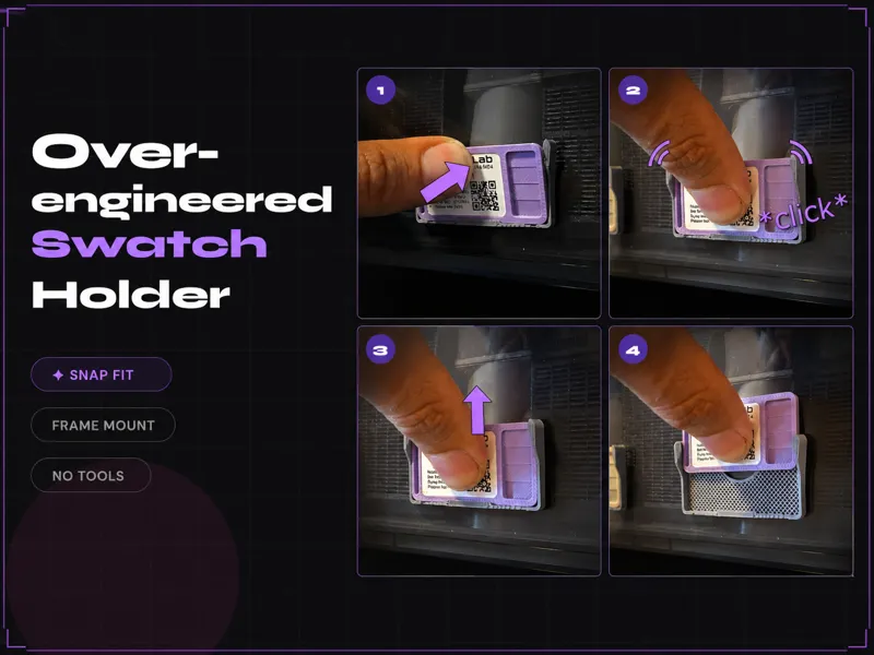 Overengineered Filament Swatch Holder for SWATCH48