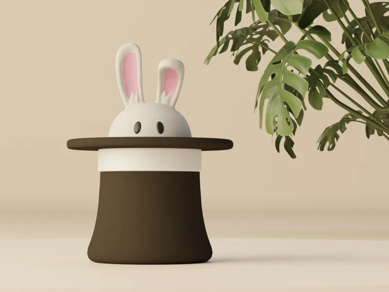 Cotton swabs box - Magical hat rabbit 