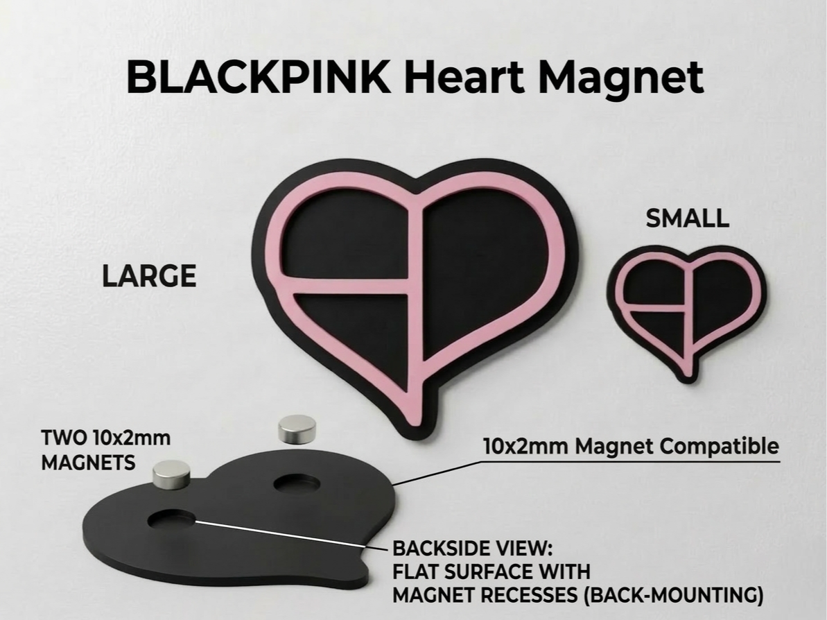 BLACKPINK Heart Magnet - Two Sizes (10x2mm Magnet)