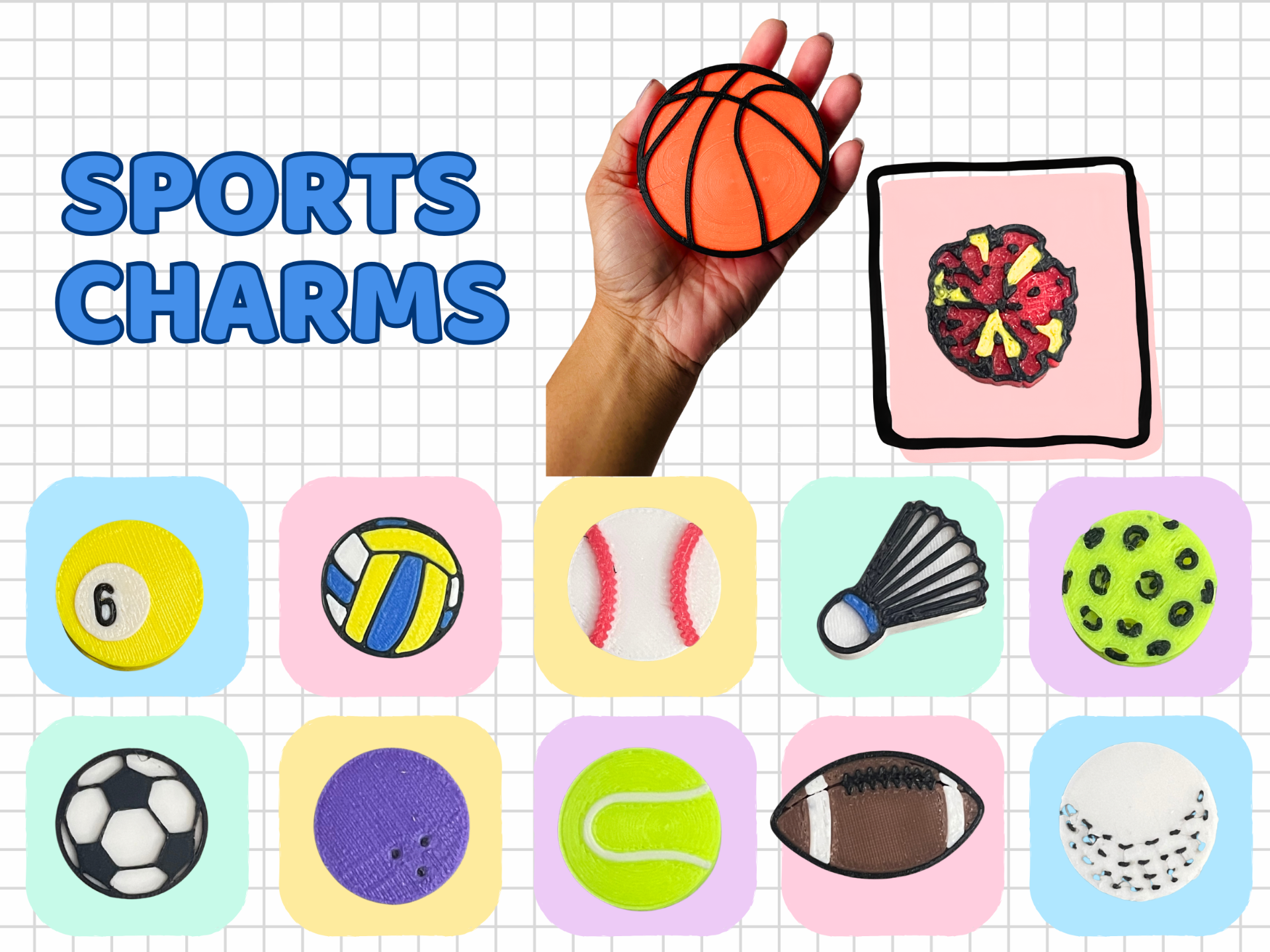 Sports Banner/Bunting Charms 3D model