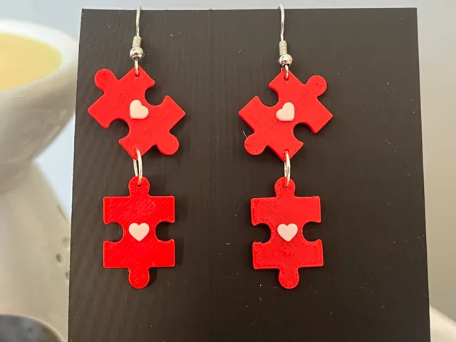 puzzle heart earrings