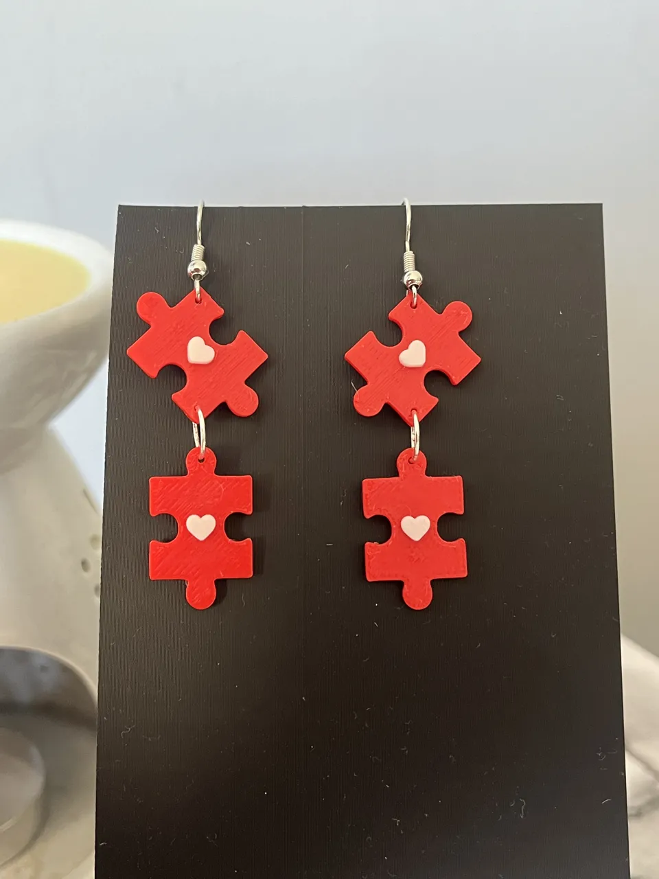 puzzle heart earrings view 2