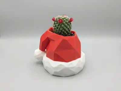 Low-Poly Santa Hat Planter