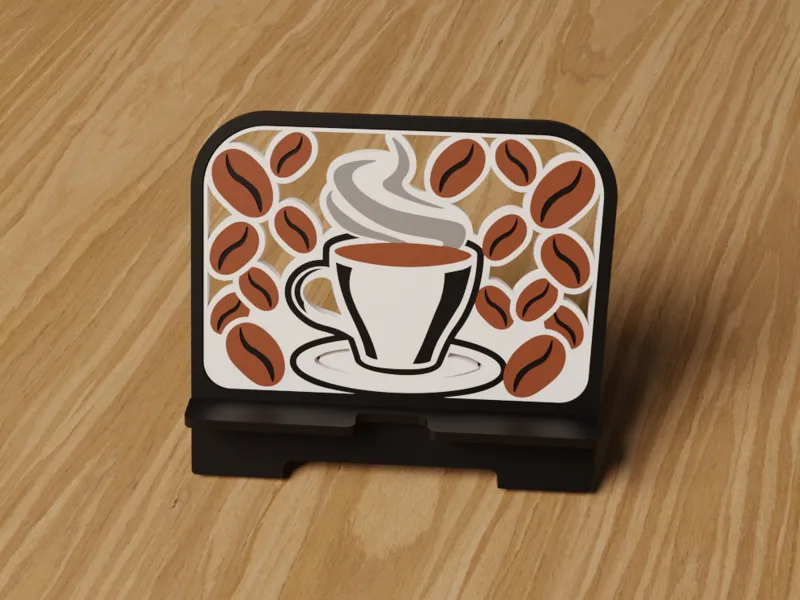 Coffee-Themed Tablet Stand – 4-Color AMS Design