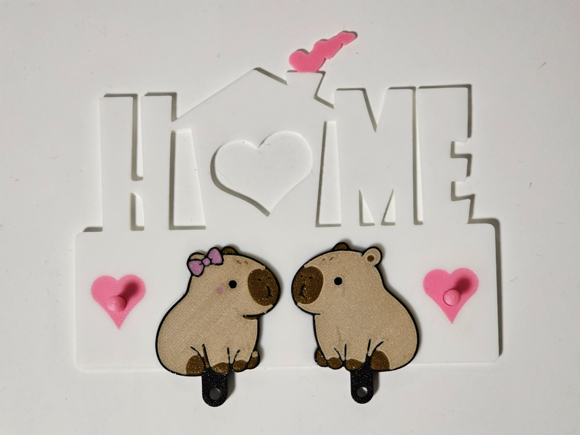 Capybara Couple Keychains and Keychain Holder