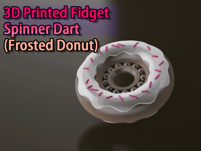 3D Printed Fidget Spinner Dart (Frosted Donut)