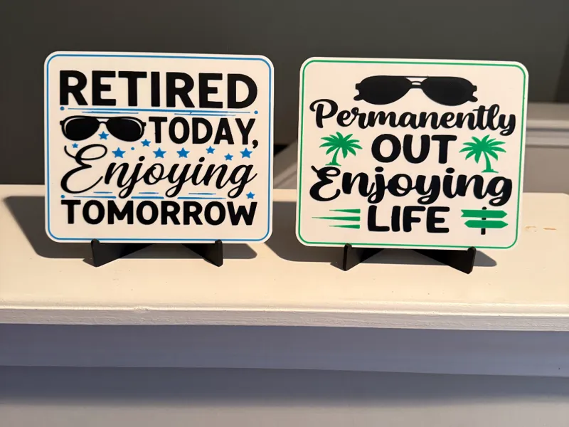 RETIREMENT SIGN AND COASTER
