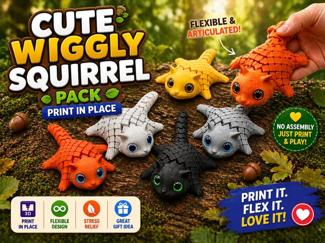 Cute Wiggly Squirrel Pack | Print in Place