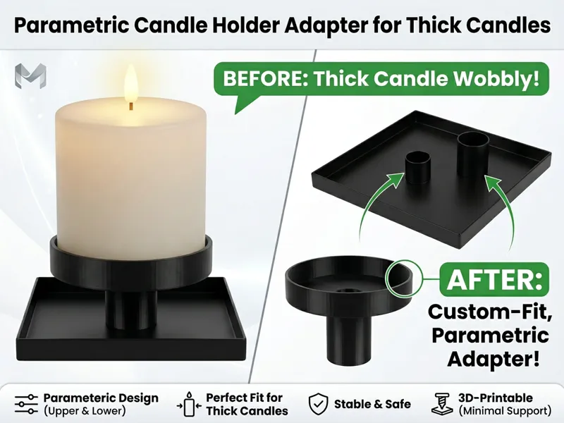 Parametric Candle Holder Adapter for Block Candle