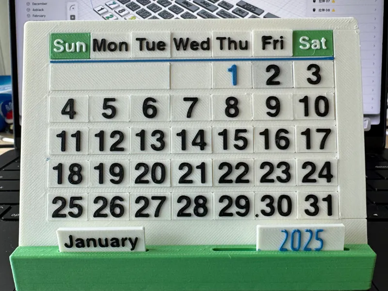 Freely configurable desktop calendar