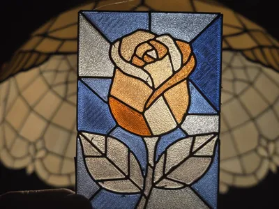 Tiffany Rose - Stained Glass Flower - Decoration