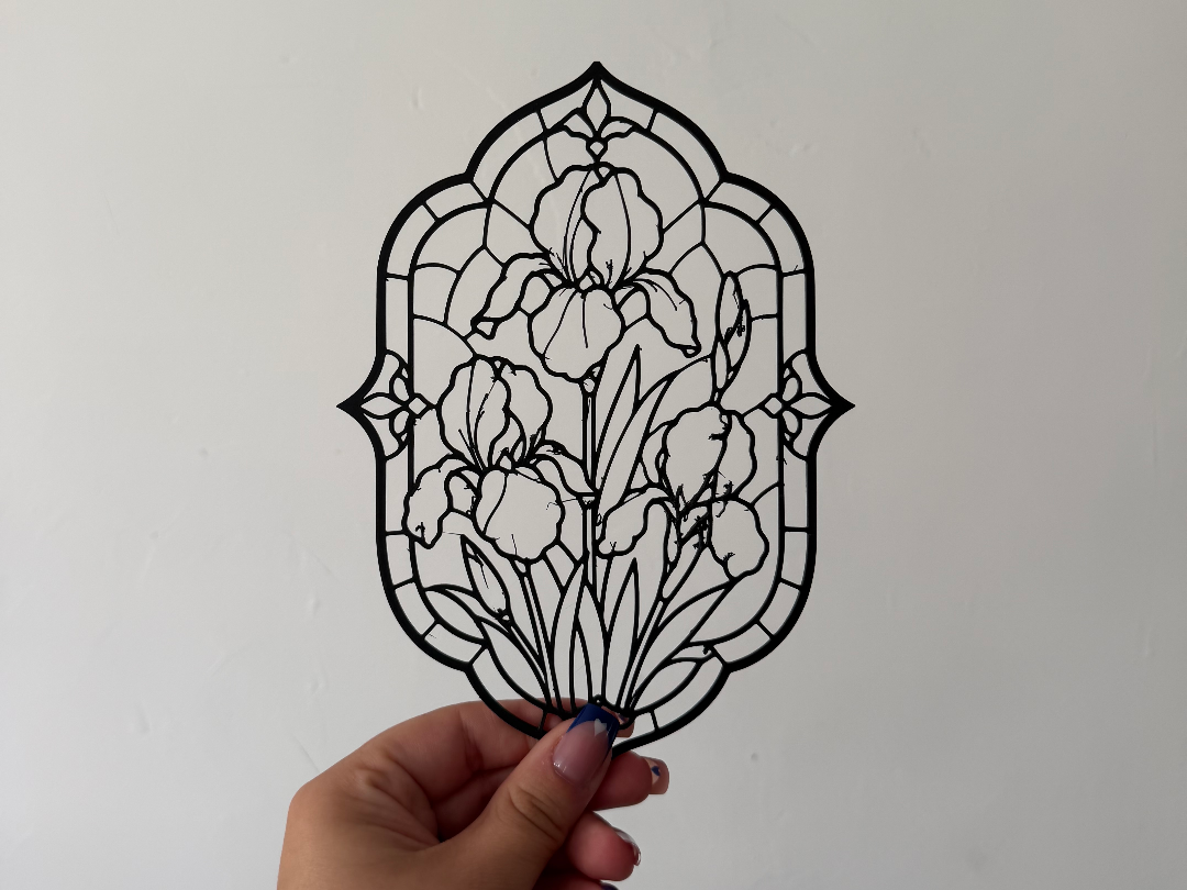Décoration mural effet vitrail - Fleurs d'iris