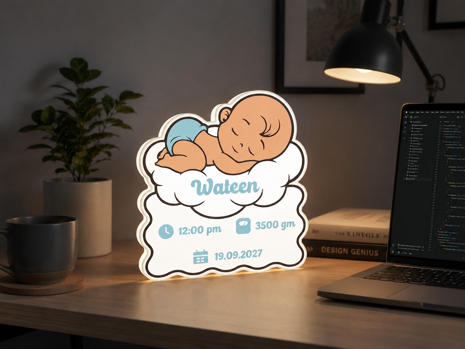 Customizable Sleeping Baby on Cloud Lightbox