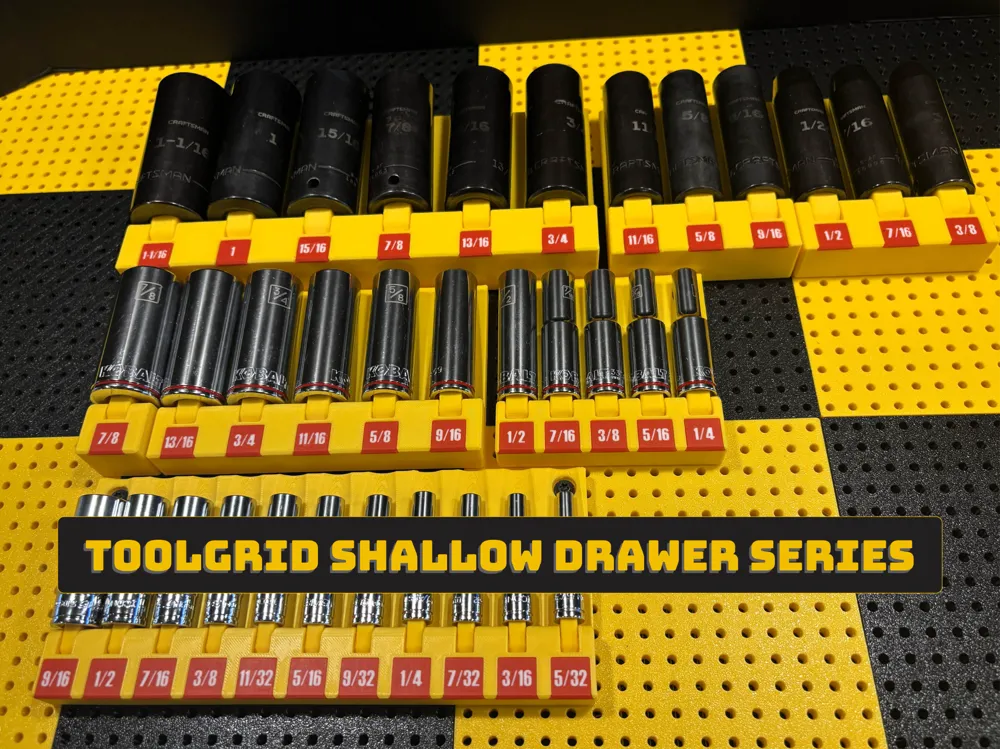 Shallow Scocket Toolgrid Shallow Drawer Hinged Deep Socket Holders - Free 3D Print ...