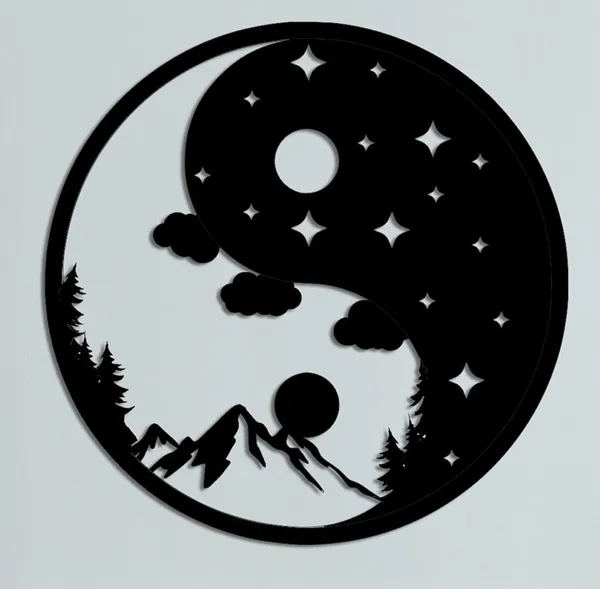 Yin-Yang jour et nuit - décoration murale 2D