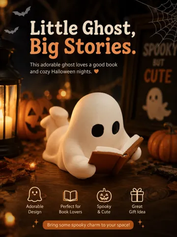 Adorno temático: Little Ghost Bookworm - Cute Halloween Decor — vista de referencia 2