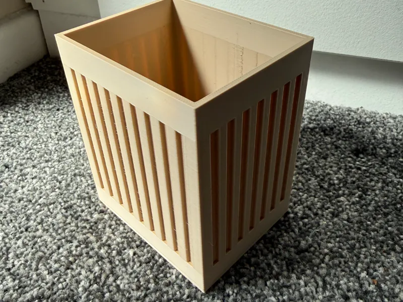 box with modern vertical line inlay