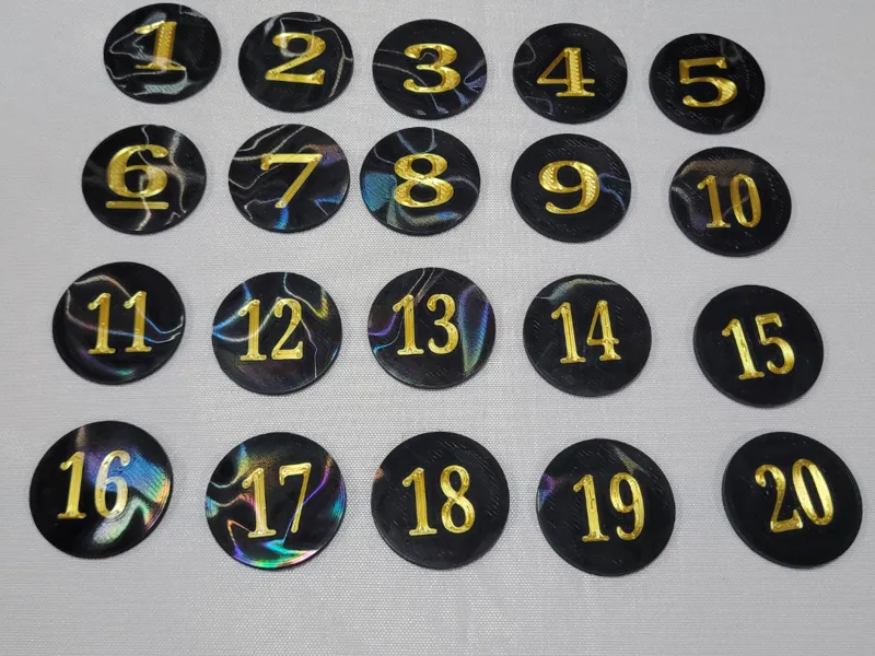 numbered tokens for D&D or TCG or any other games