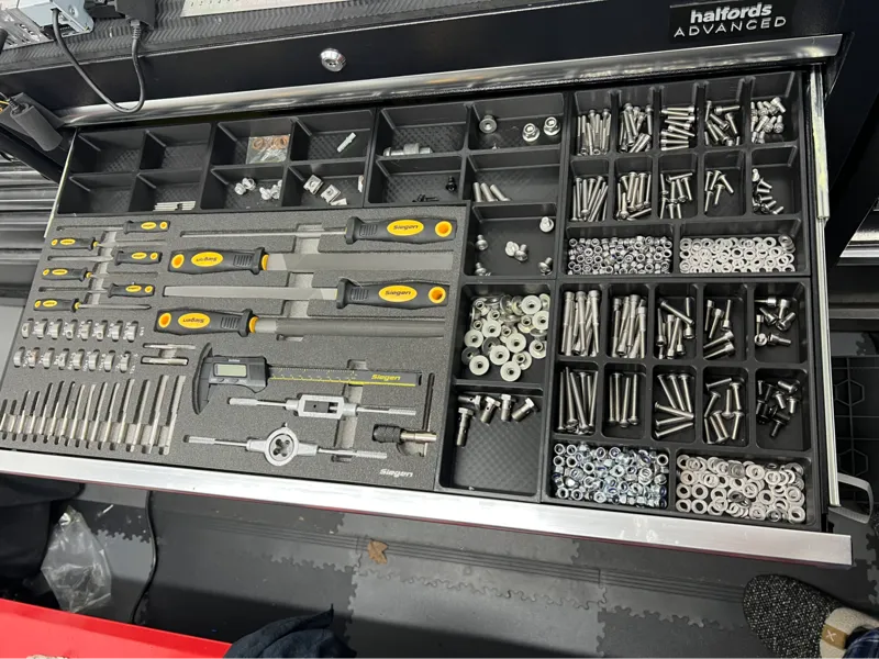 Bolt organiser for halfords 36" tool chest