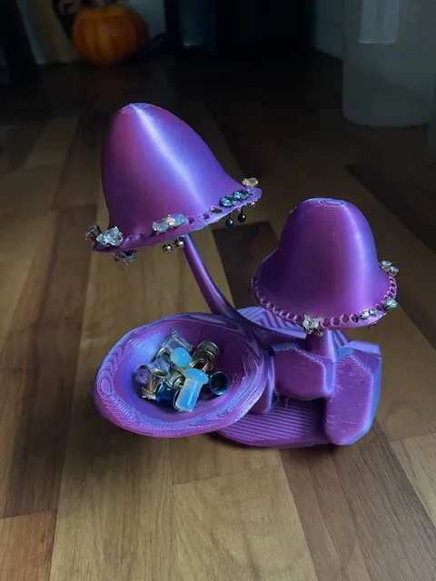Mushroom Earring Holder with Trinket Dish view 2