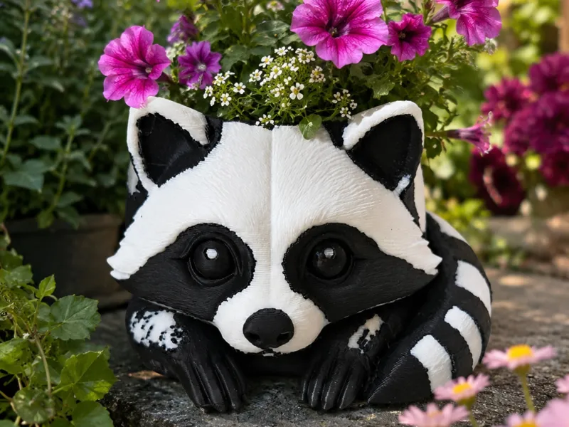 Süßer Waschbär-Blumentopf (Multicolor)