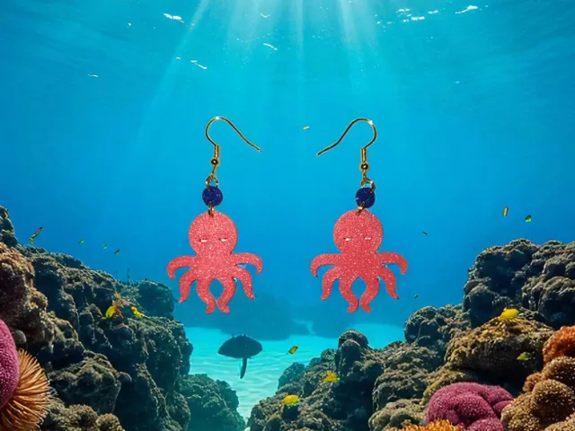 Pink octopus earrings