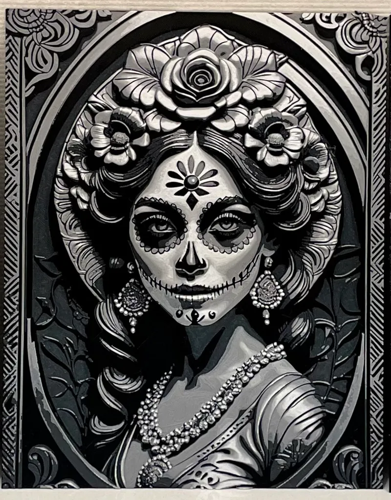 Halloween Day of the Dead 02 - 4 Color Hueforge Filament Painting
