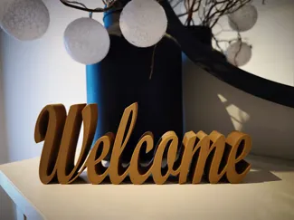 Schriftzug Welcome Wood